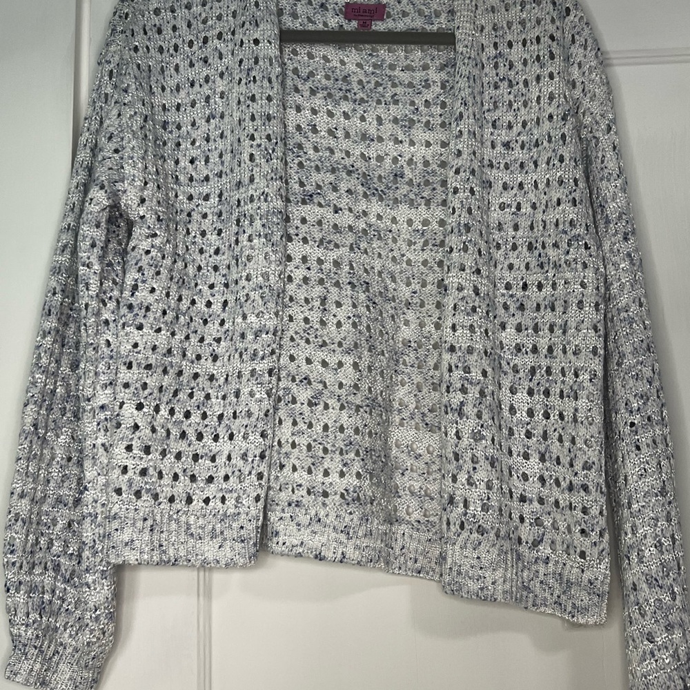 Miami Blue and White Knit Sweater